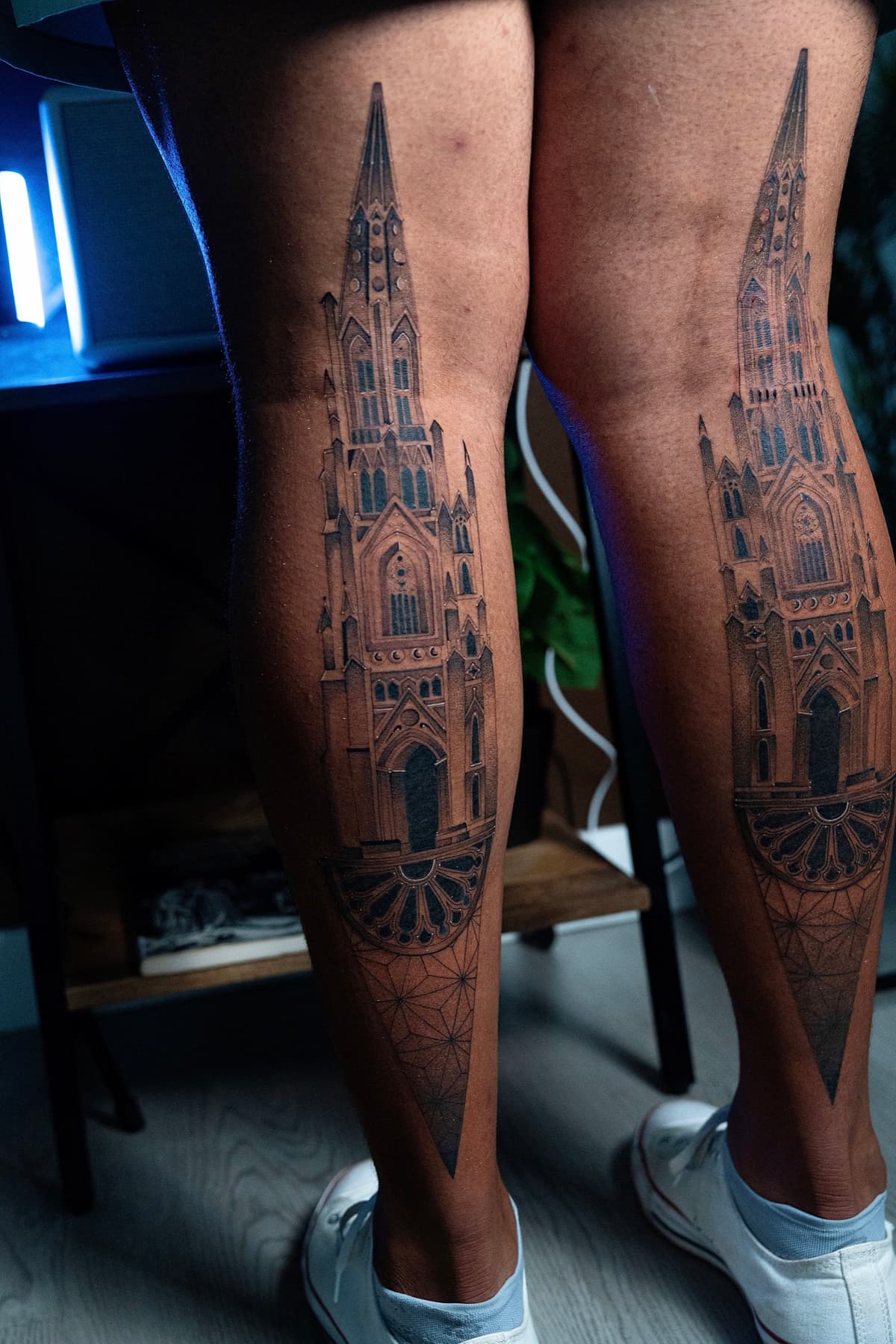 Graphic tattoo by Gleb Hall - bold black work San Diego